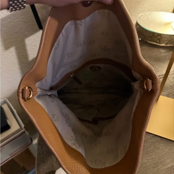 Tory Burch Brown Leather Reva Clutch Crossbody Bag w/ Strap